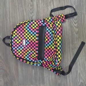 Like New Madden Girl Checked Book Bag Colorful EDM Tye Dye Van Like